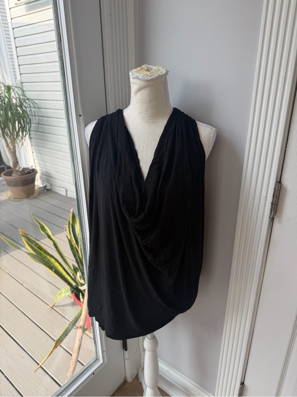 Black Draped Sleeveless Top